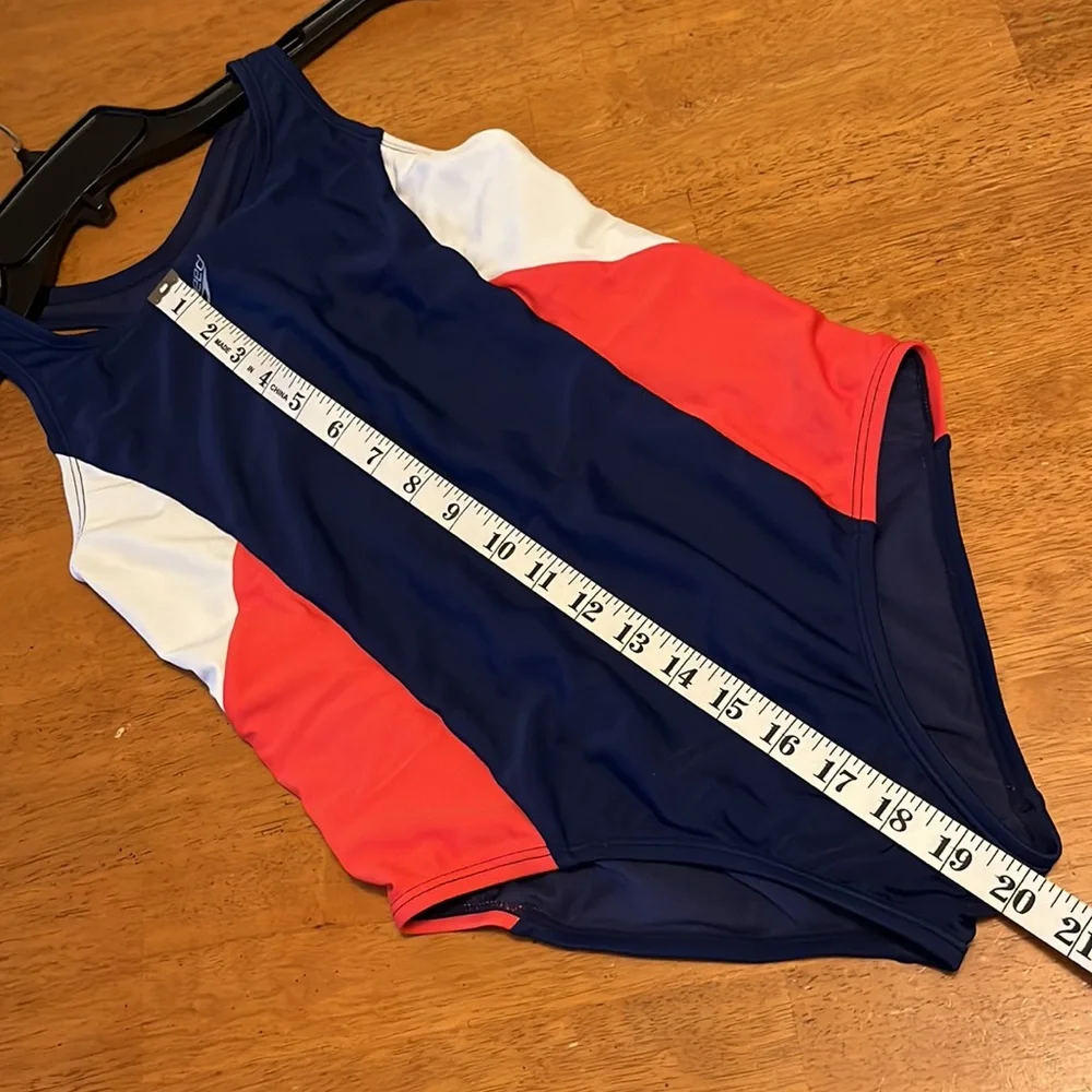 Speedo Infinity Splice One Piece Swimsuit Girls XL Red Blue White Racerback